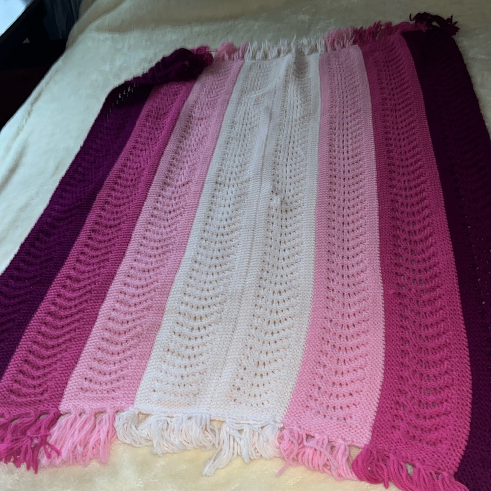 Afghan throw 37” x 49” (not including fringe)